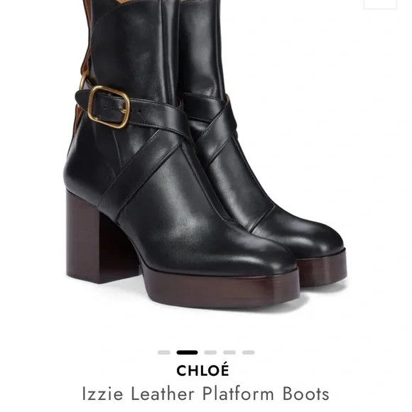 Chloe Izzie Leather Platform Boots - Picture 6 of 9